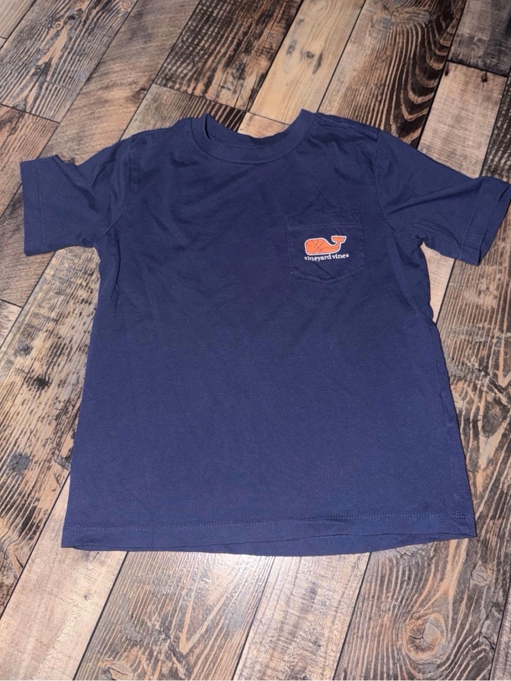 Vineyard Vines Navy Short-Sleeve Pocket Tee with Orange Whale